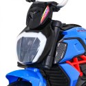Motorek Fast Tourist na akumulator dla dzieci Niebieski + Audio + Światła + Ekoskóra