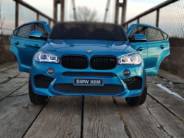 DWUOSOBOWE BMW X6M niebieski Auto na akumulator do 50KG+pilot+pokrowiec+ekoskóra Piękny!