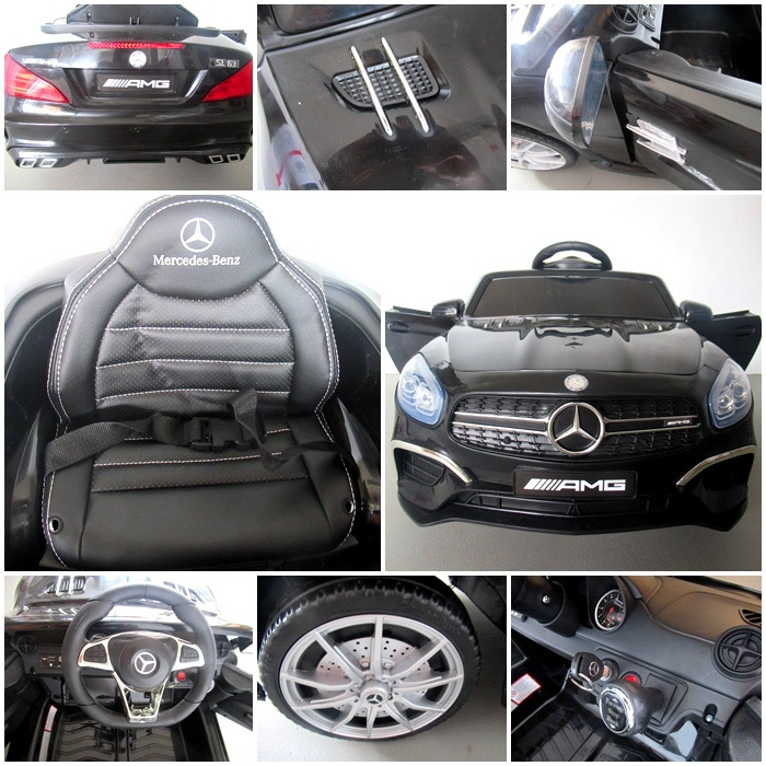 Mercedes SL63 czarny Miękkie koła Eva, miękki fotelik Licencja