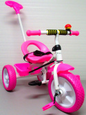 Rowerek Trójkołowy T5 różowy Koła EVA Pchacz